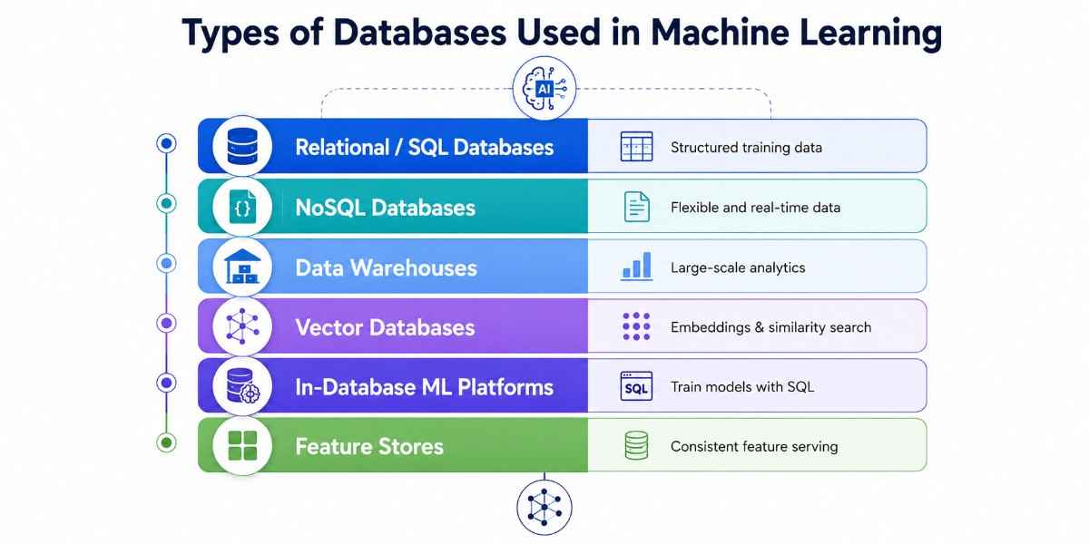 an image indicating the types of database used in machine learning and ai for development